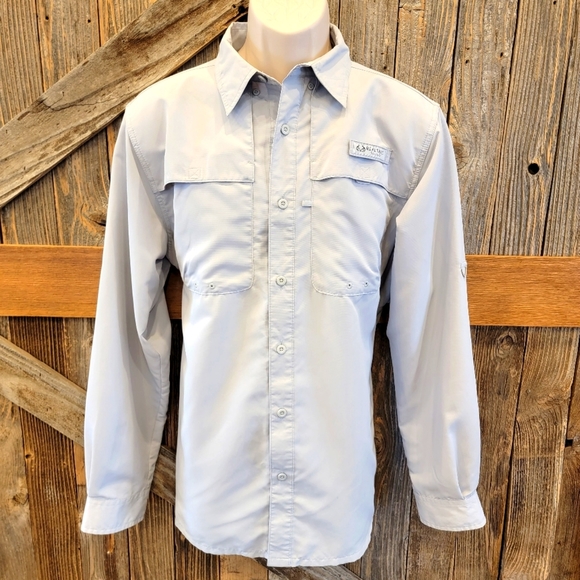 Realtree Mens Medium M long sleeve grey Button Down fishing vented roll tab EUC - Picture 1 of 7